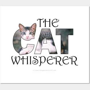 The Cat Whisperer - gray and white tabby cat oil painting word art Posters and Art